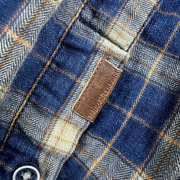 Indian Terrain Vintage Indigo Button Down Shirt Men's‎ small Plaid Slim fit - Picture 4 of 10